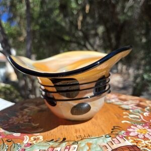 Vtg Murano Style Handblown Artglass‎ Swirl Woman French Hat Vase Fancy Lady